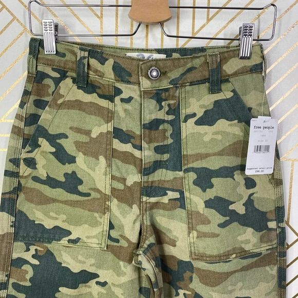Free People Remy‎ Pant Camo Printed Moss Green - Picture 4 of 12